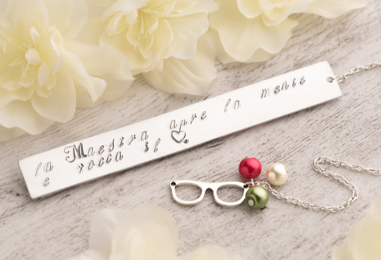 Segnalibro per la maestra con frase incisa