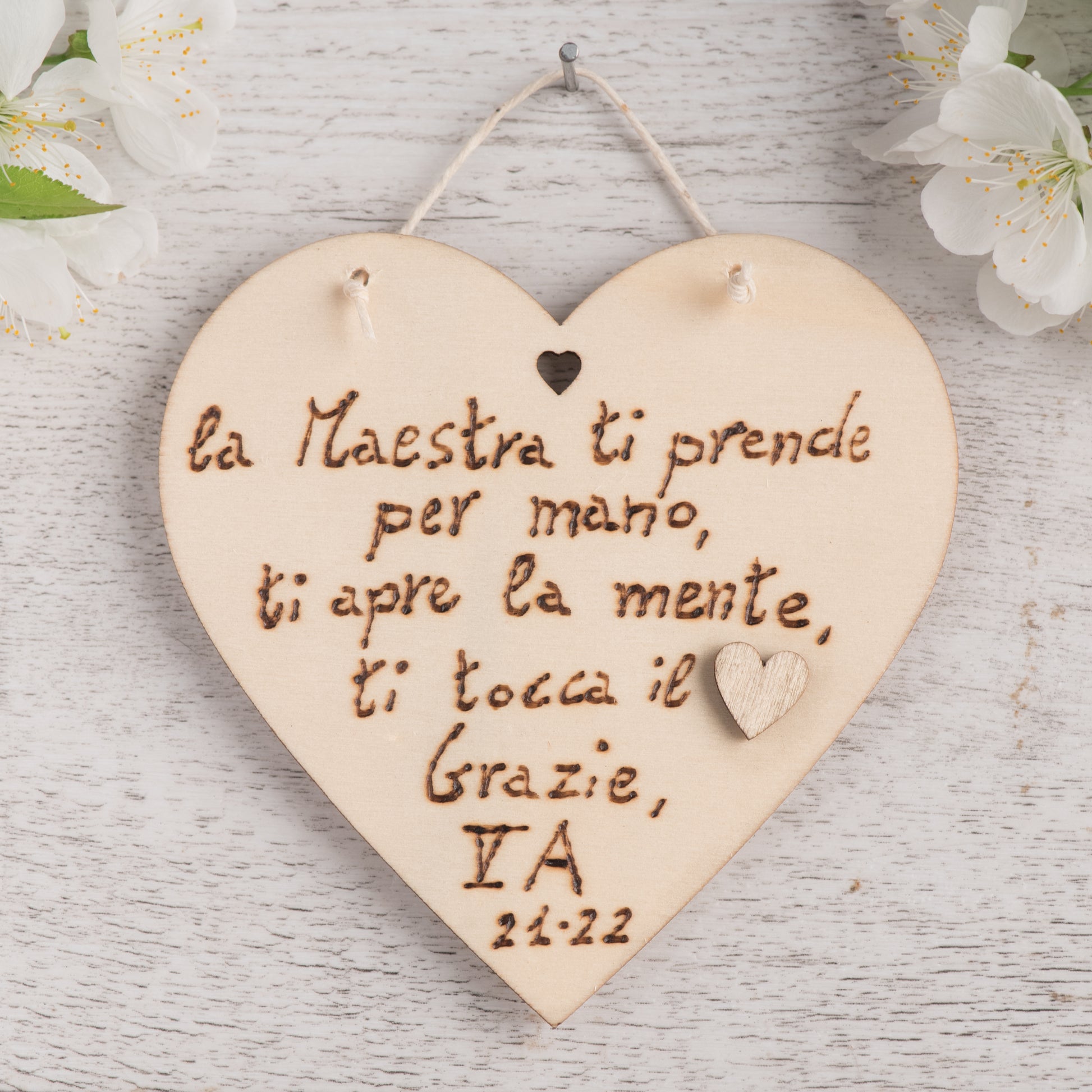 Cuore con frase come Regalo per la Maestra